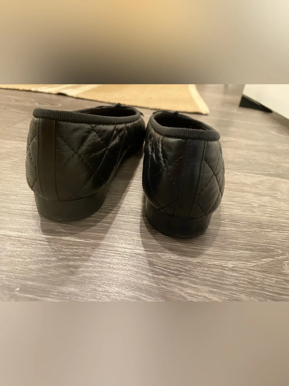 Barely Worn Chanel Black Quilted Aged Calfskin Leather Ballet Flats Size 6